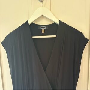 AYR Black 95% silk Wrap Maxi Dress size M - see photos for snap mending-as is